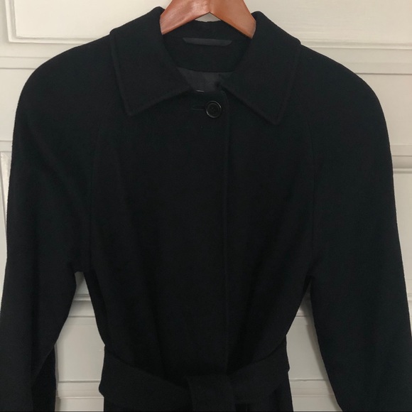 Aquascutum Cashmere Wool Black Belted Long Coat - Picture 5 of 7